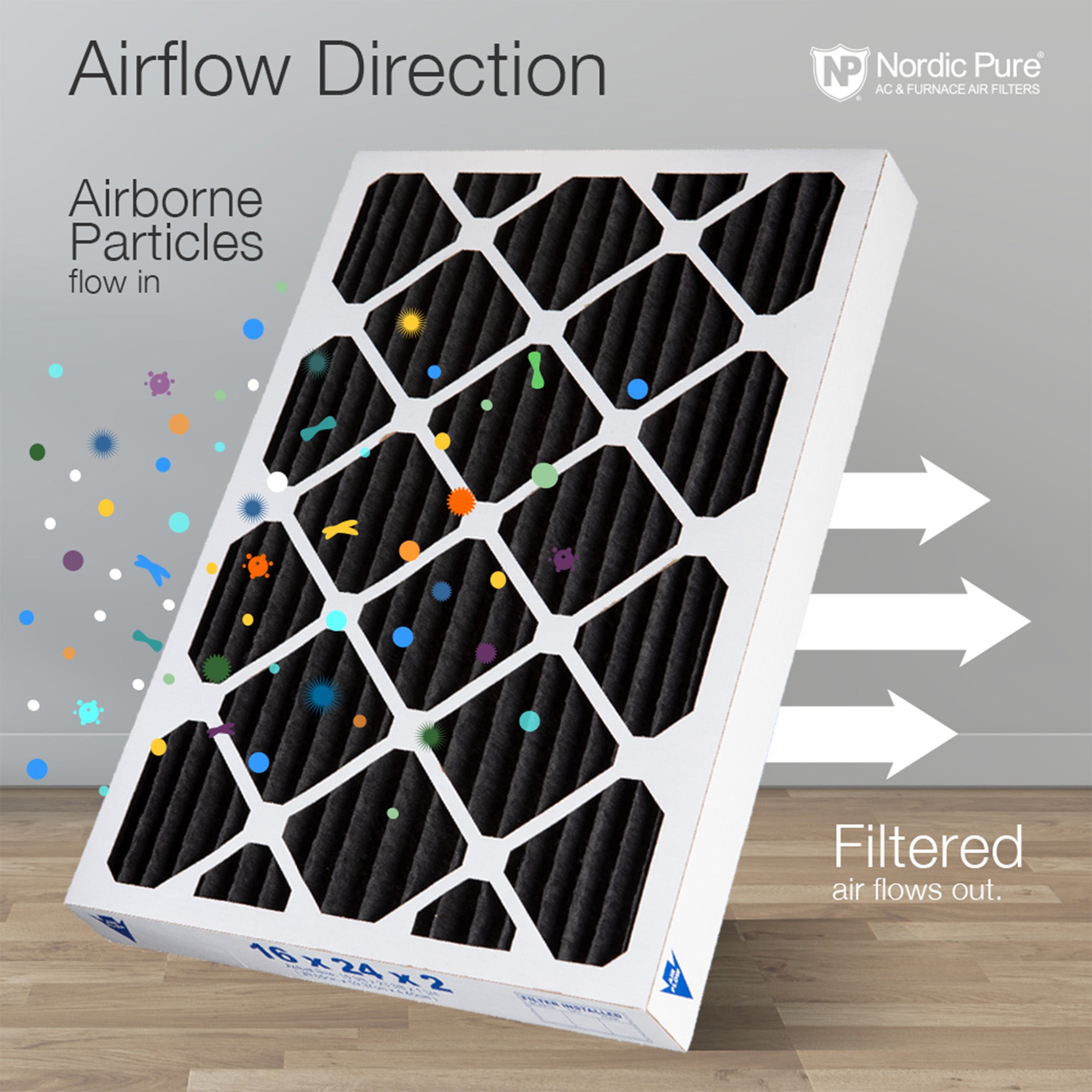 12x25x2 Pure Carbon Pleated Odor Reduction Merv 8 Furnace Filters