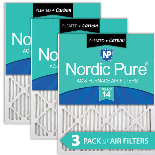 12x16x1 Pleated Air Filters MERV 14 Plus Carbon