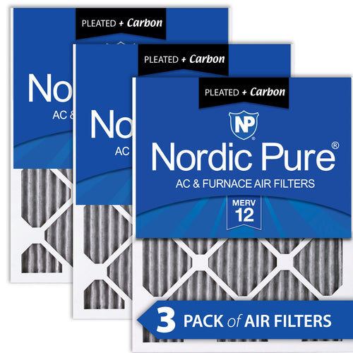 12x12x1 Furnace Air Filters MERV 12 Pleated Plus Carbon