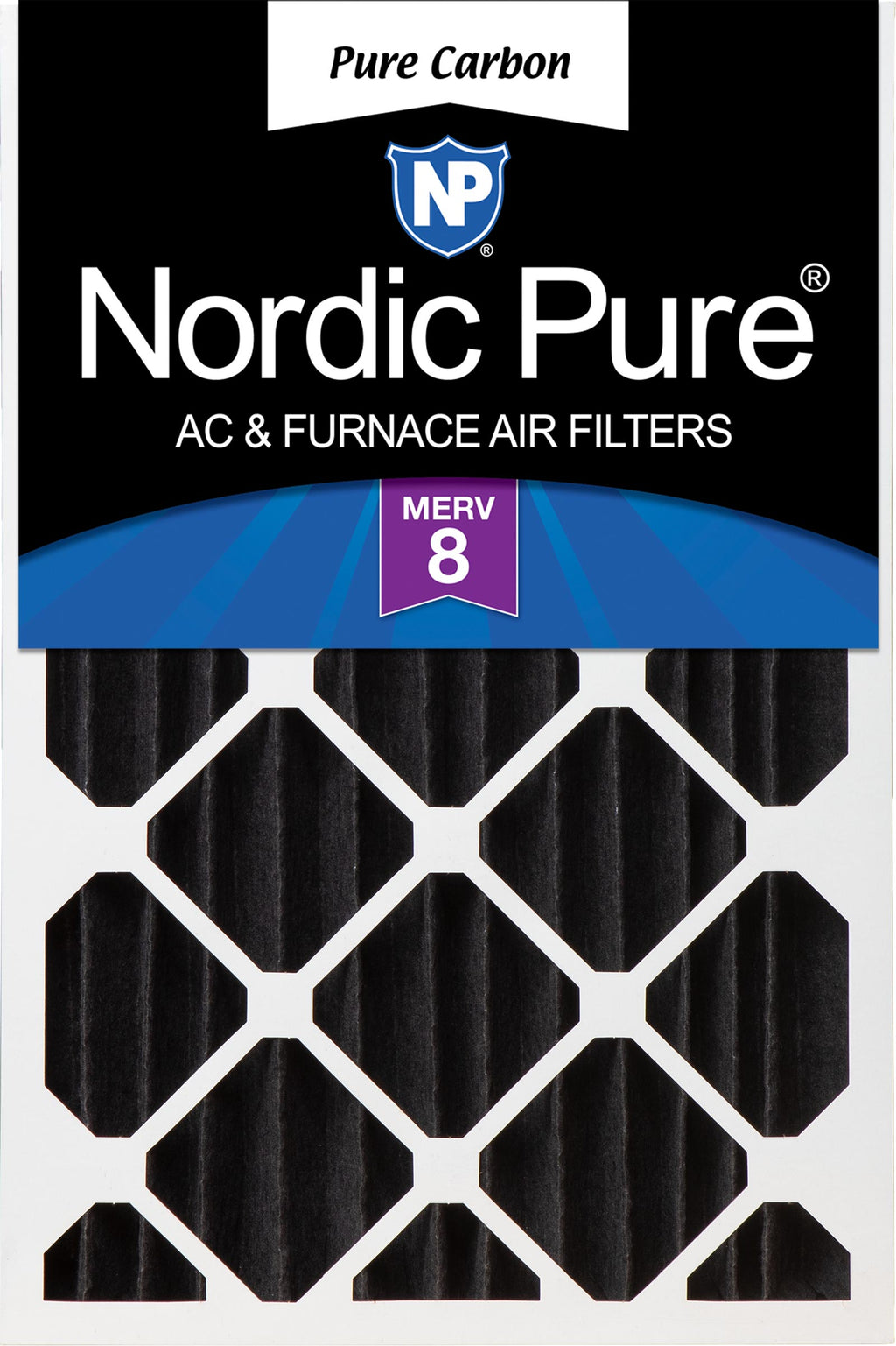 20x20x4 (3 5/8) Pure Carbon Pleated Odor Reduction Merv 8 Furnace Filter