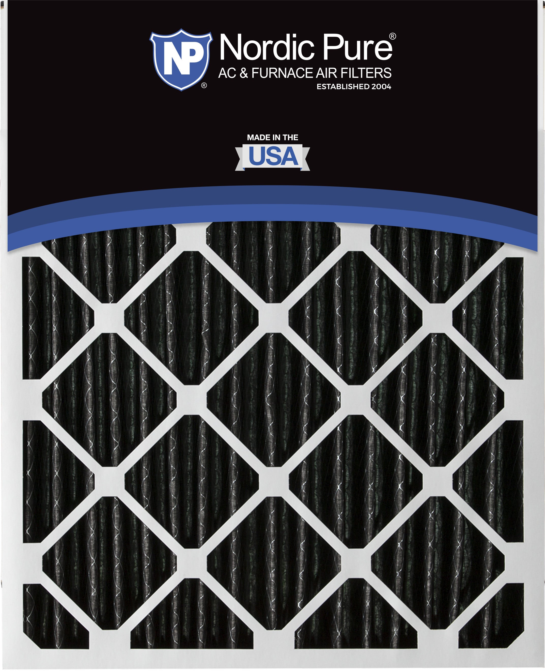 16x25x2 Pure Carbon Pleated Odor Reduction Merv 8 Furnace Filters