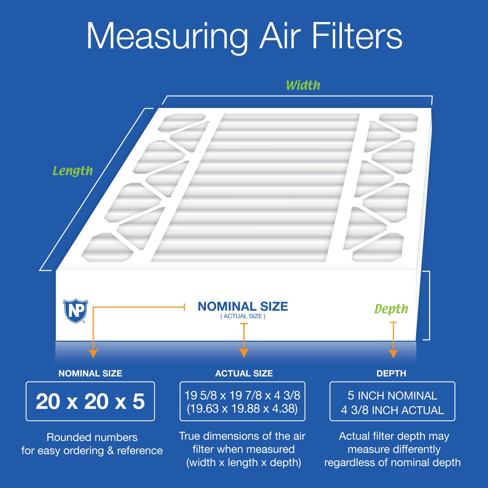 20x20x5 (4 3/8) Honeywell/Lennox Replacement MERV 8 Air Filters