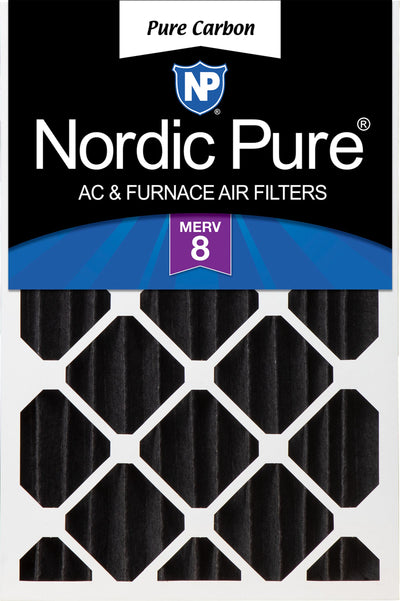20x25x4 (3 5/8) Pure Carbon Pleated Odor Reduction Merv 8 Furnace Filter
