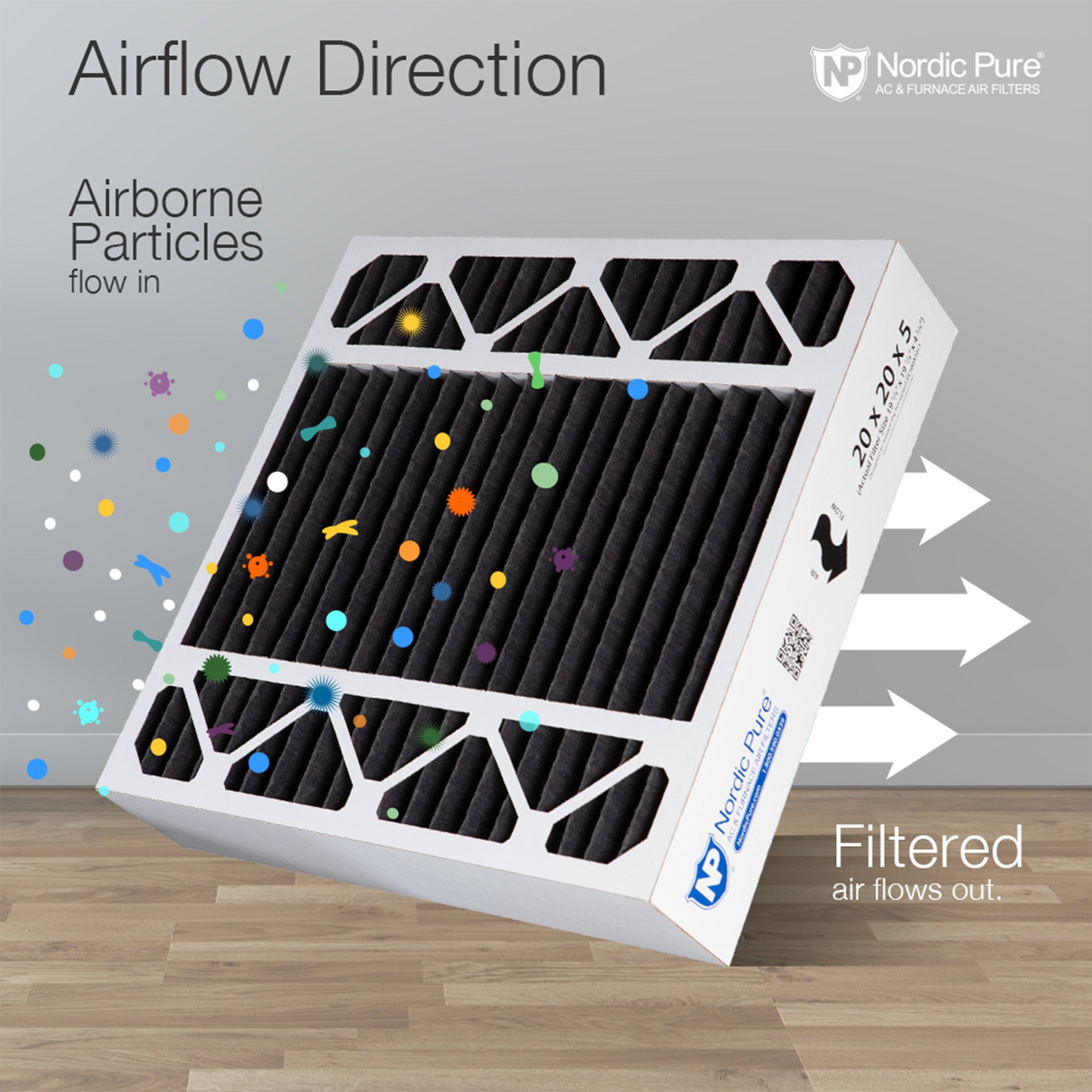 20x20x5 (4 3/8) Honeywell/Lennox Replacement Pure Carbon Pleated Odor Reduction Merv 8 Furnace Filters