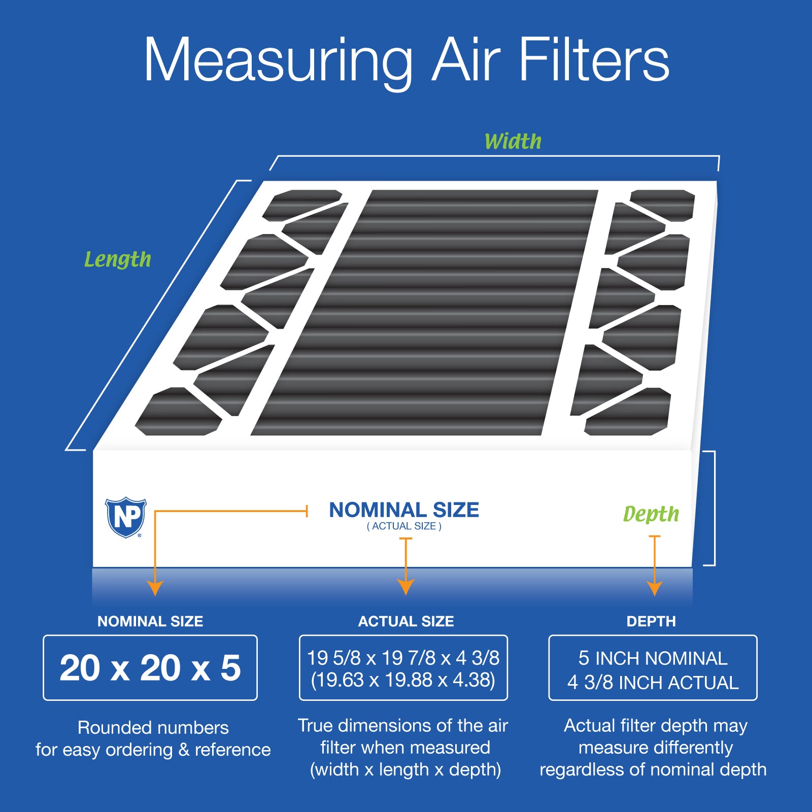 20x20x5 (4 3/8) Honeywell/Lennox Replacement Pure Carbon Pleated Odor Reduction Merv 8 Furnace Filters