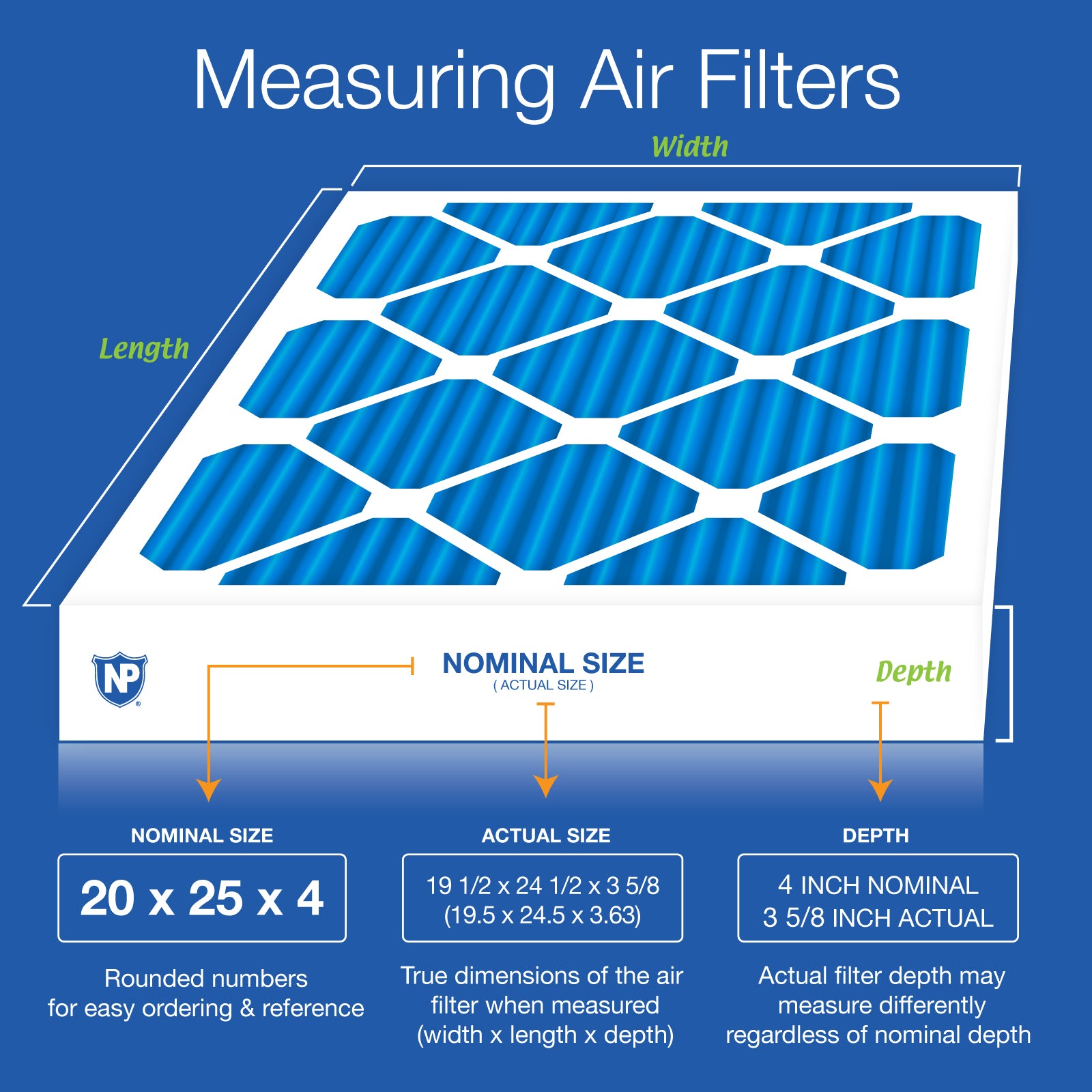 20x25x4 (3 5/8) Pleated Air Filters MERV 7 Plus Carbon
