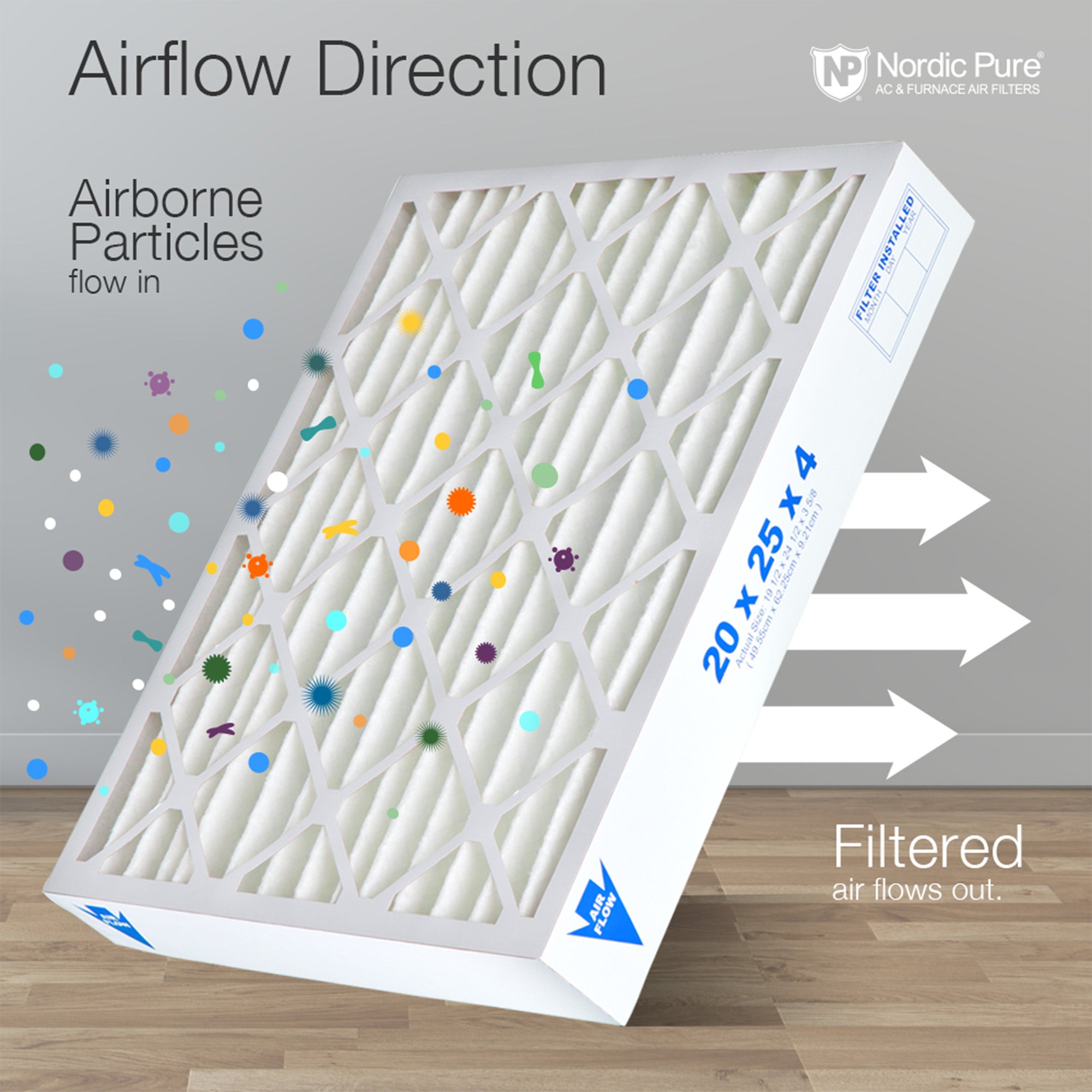20x25x4 (3 5/8) Pleated MERV 8 Air Filters