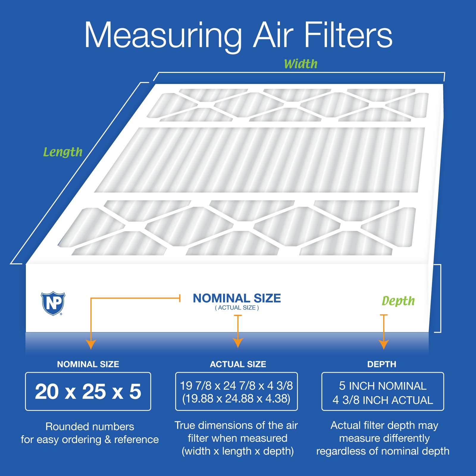 20x25x5 (4 3/8) Honeywell/Lennox Replacement Air Filters MERV 13 Plus Carbon