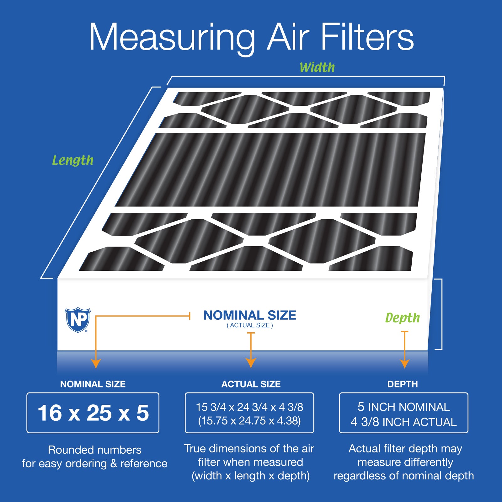 16x25x5 (4 3/8) Honeywell/Lennox Replacement Pure Carbon Pleated Odor Reduction Merv 8 Furnace Filter