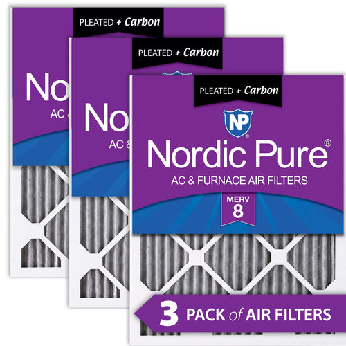 12x16x1 Furnace Air Filters MERV 8 Pleated Plus Carbon