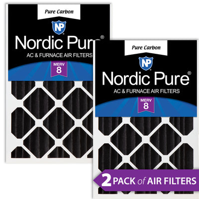 16x20x4 (3 5/8) Pure Carbon Pleated Odor Reduction Merv 8 Furnace Filters