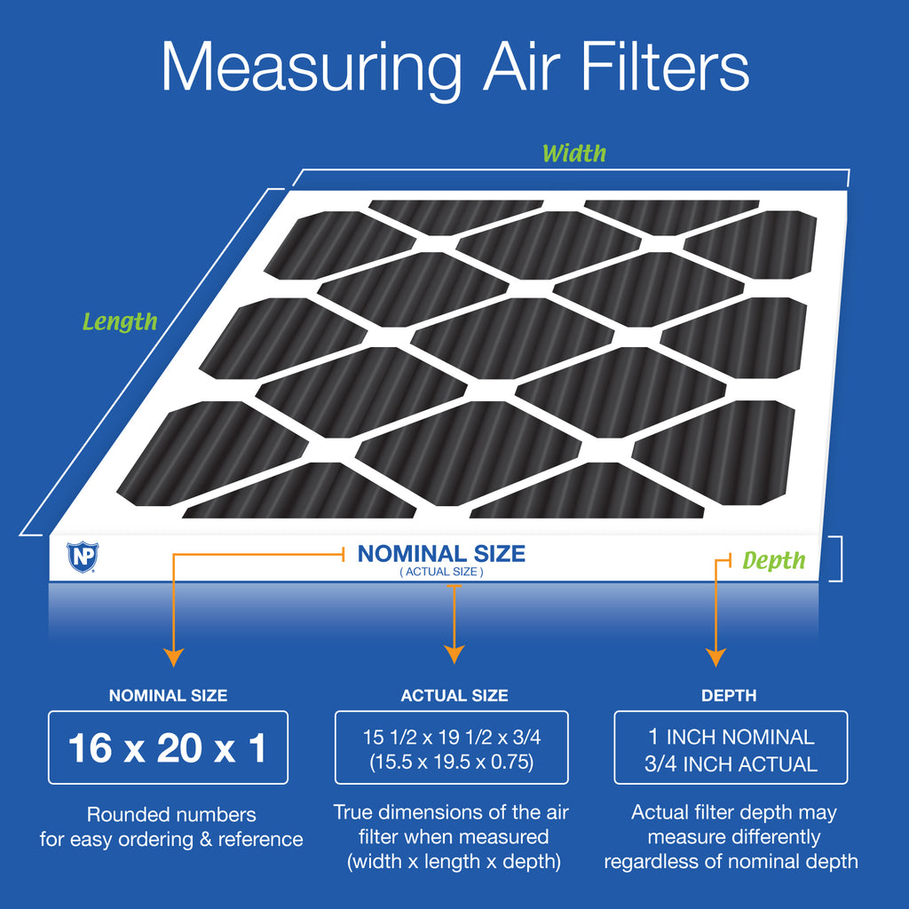 16x20x1 Pure Carbon Pleated Odor Reduction Furnace Air Filters
